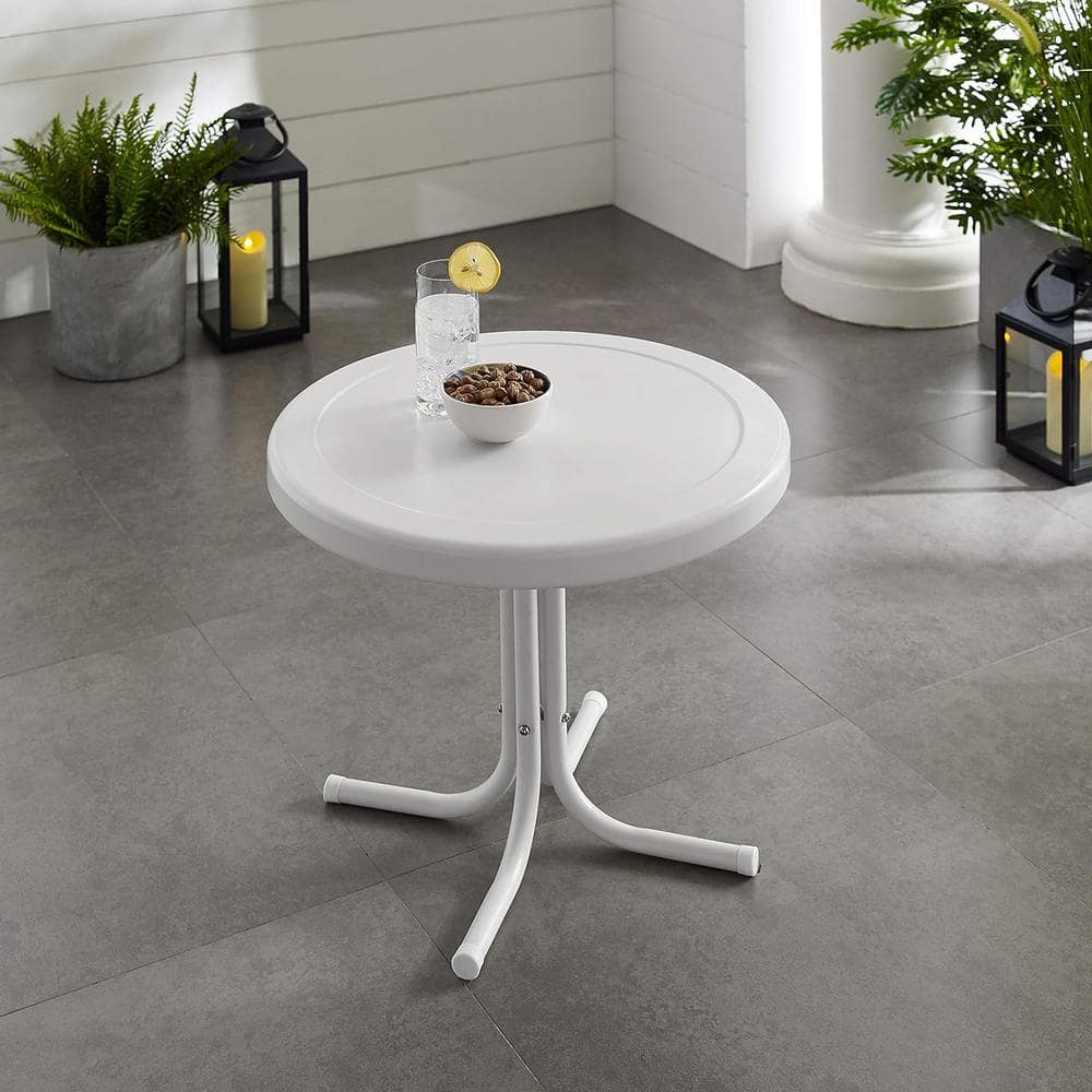 White Metal Outdoor Side Table