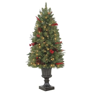 4 ft Winslow Fir Pre-Lit Potted Artificial Christmas Tree with 100 Warm White Mini Lights