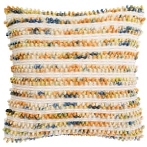 Thin Striped Looped Apricot Blend 20 in. x 20 in. Throw Pillow