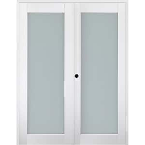 Smart Pro 64"x 84" Right Hand Active 1-Lite Frosted Glass Polar White Finished Wood Composite Double Prehung French Door