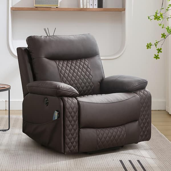 WONDER COMFORT Brown Faux Leather Electric Power Lift Recliner Chair for Elderly with with Massage and Heat, 2-Cup Holders