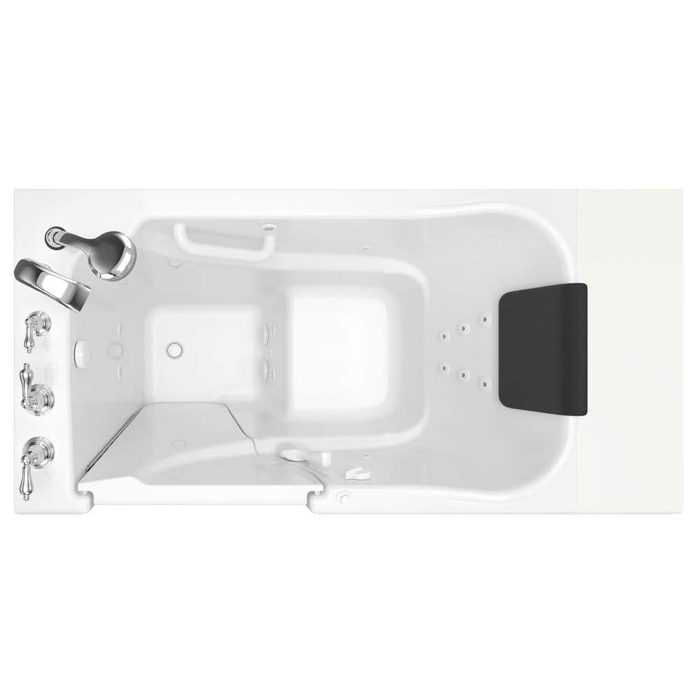White Fiberglass Walk-In Whirlpool Bathtub with Left Drain