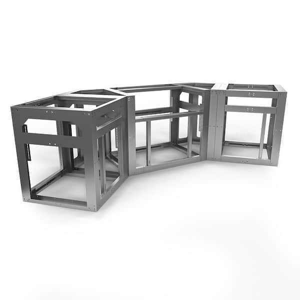 Uniframe Systems The Cambridge Fully Adjustable and Modular Outdoor Kitchen Grill Island Framing Kit in Galvanized Steel