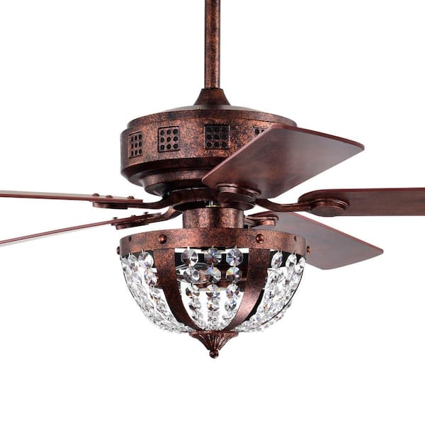 Warehouse of Tiffany Chandler 52 in. 3-Light Indoor Antique Copper Ceiling Fan with Light Kit and Remote