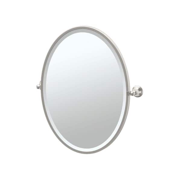 Gatco Laurel Avenue 21 in. W x 28 in. H Framed Single Oval Mirror in Satin Nickel
