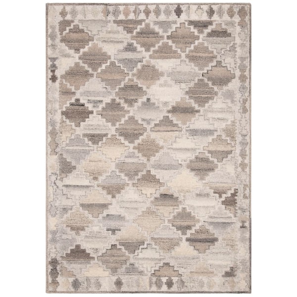 Wyndham 5 ft. x 8 ft. Gray/Taupe Diamond Border Area Rug