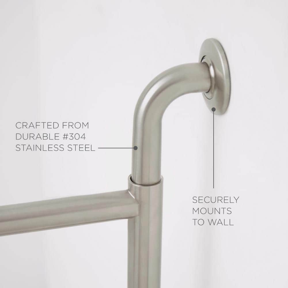 Polished Stainless Steel Wall Mounted Swing Up Grab Bar