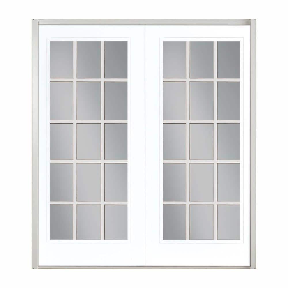 60 in. x 80 in. Ultra White Steel Prehung Left-Hand Inswing 15-Lite Clear Glass Patio Door without Brickmold price history on PriceWatchPro