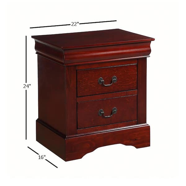 Home Square 2 Piece Louis Philippe III Wood Nightstand Set in Cherry 