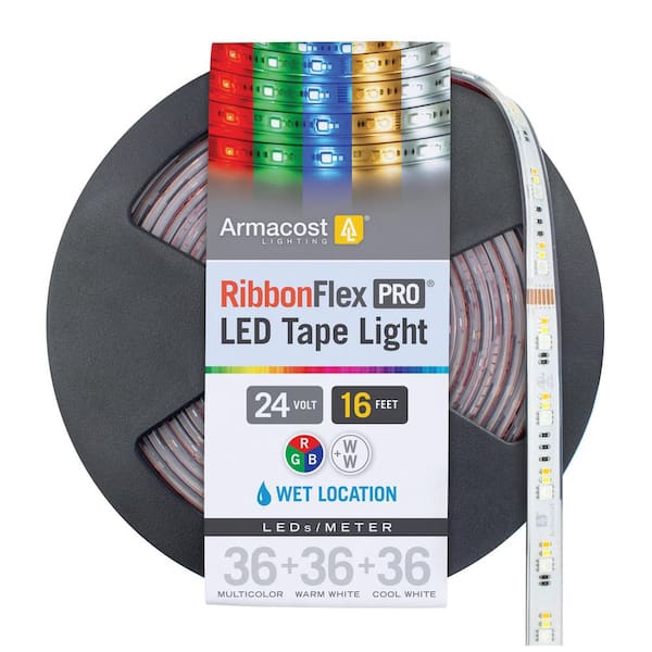 RibbonFlex Pro 16 ft. (5 m) Hardwired 24V RGB+WW Integrated LED Outdoor Strip Light Tape
