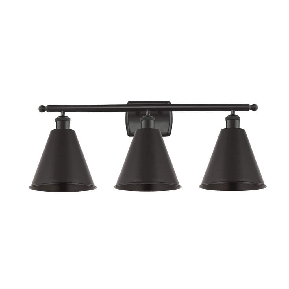 Ballston Cone 28 in. 3-Light Matte Black Vanity Light with Metal Shade price history on PriceWatchPro