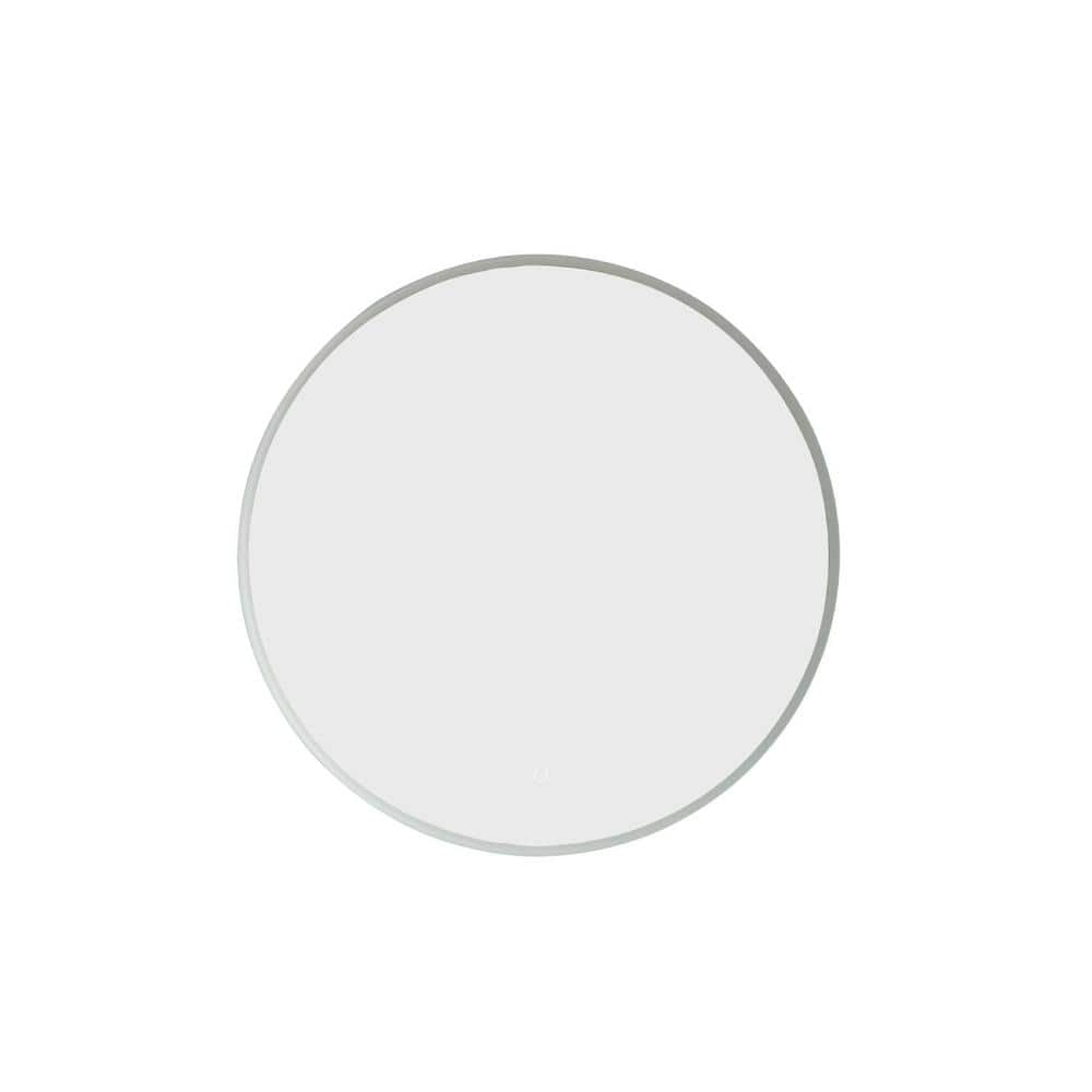 Century 32" Brushed Aluminum Frameless Round Vanity Mirror with LED