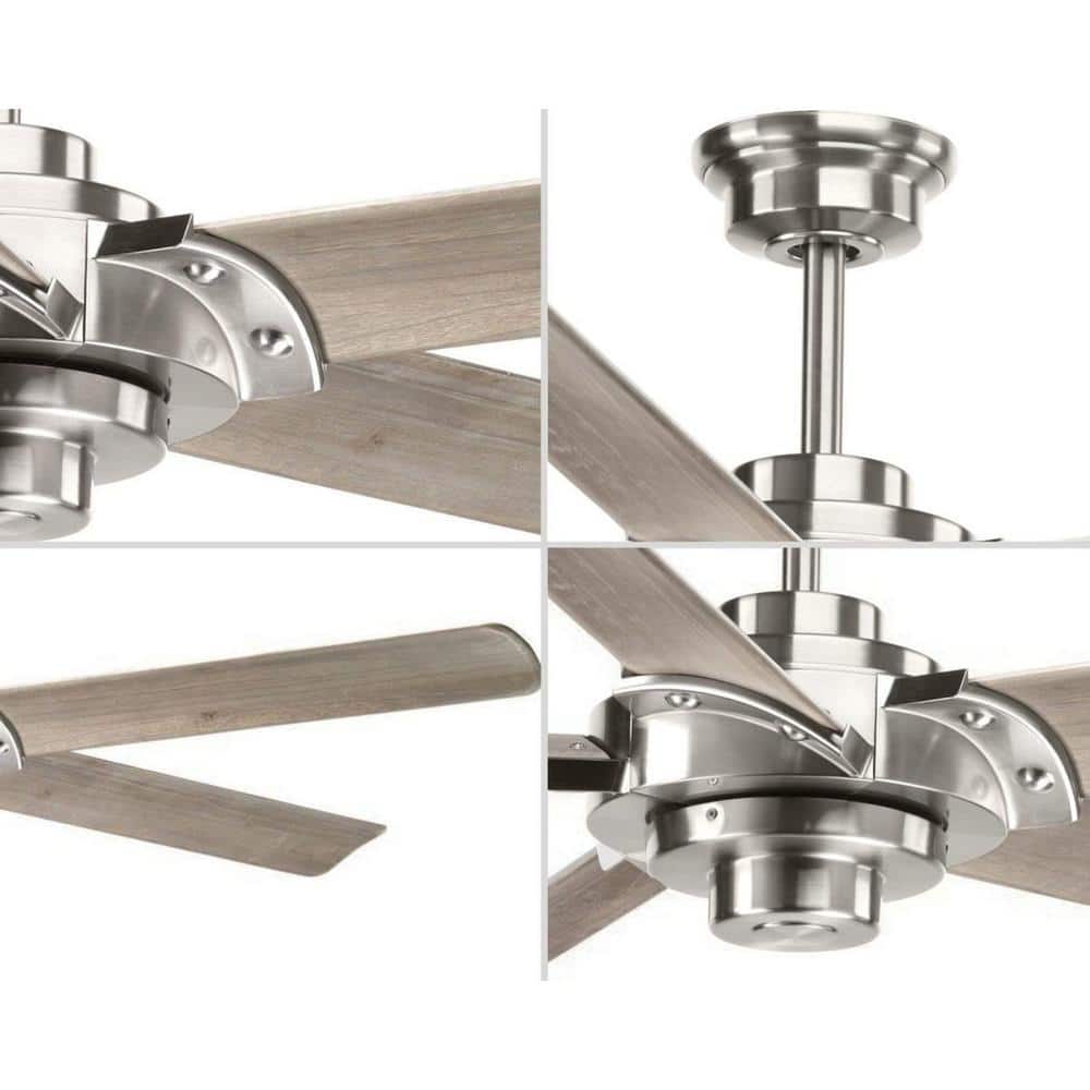 Ellwood 68" Brushed Nickel Ceiling Fan with Remote and 5 Driftwood Blades