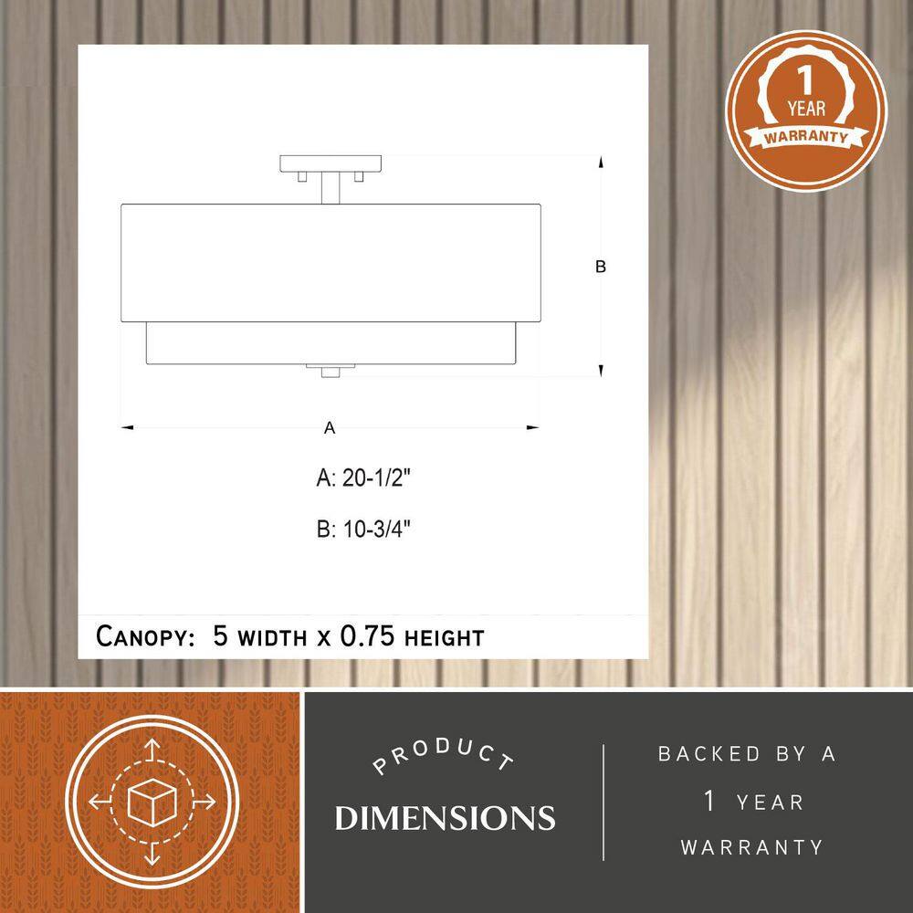 Burnaby 20.5" Matte Brass Drum Semi-Flush Mount Ceiling Light