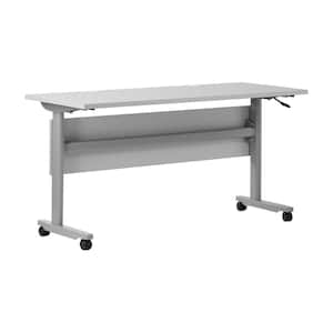 Palmer Commercial Grade 24 in. Rectangular Gray Top/Gray Frame Composite Heavy-Duty Nesting Flip Training Table Desk