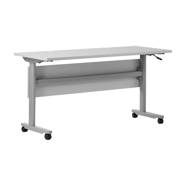 Carnegy Avenue Palmer Commercial Grade 24 in. Rectangular Gray Top/Gray Frame Composite Heavy-Duty Nesting Flip Training Table Desk