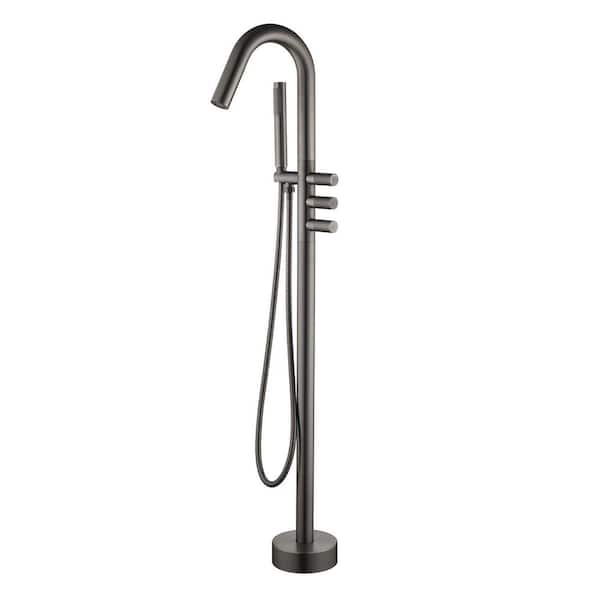 Single Handle Claw Foot Freestanding Tub Faucet with Hand Shower in Gun Gray