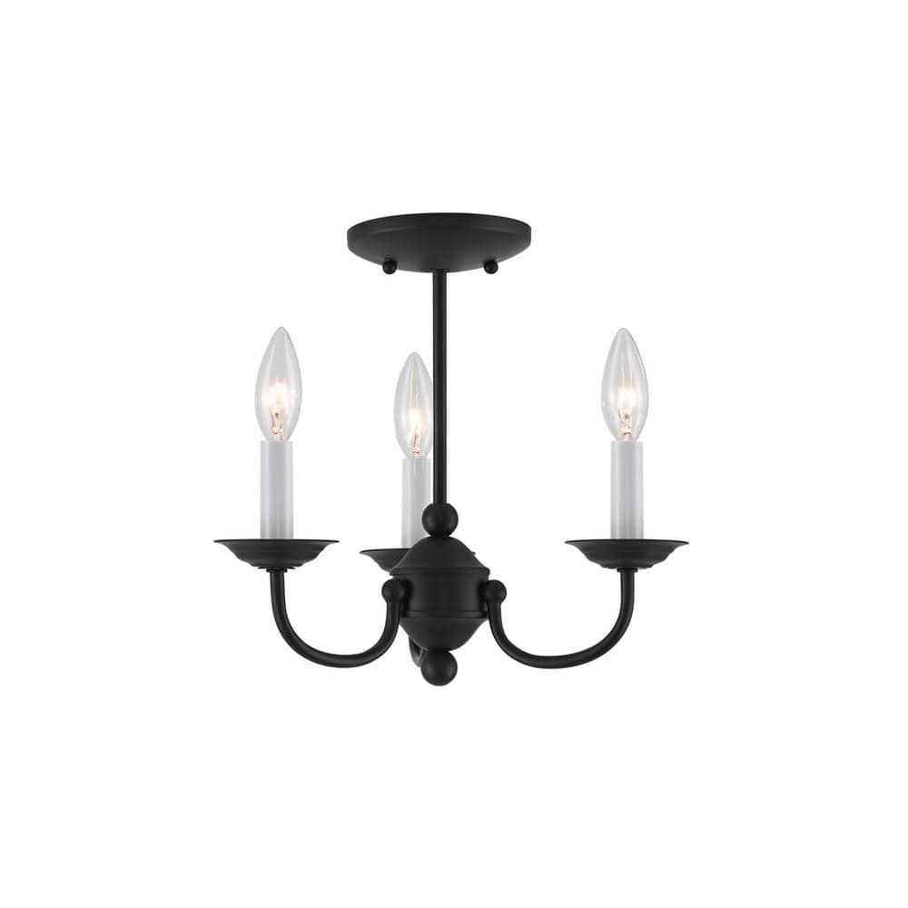 Black Steel 3-Light Mini Candle Chandelier