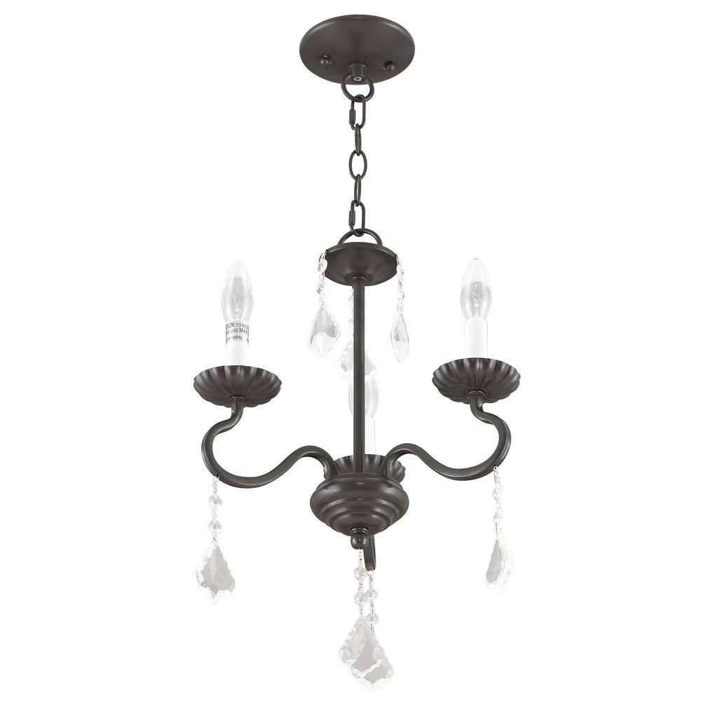 Callisto English Bronze Mini Chandelier with Crystal Accents
