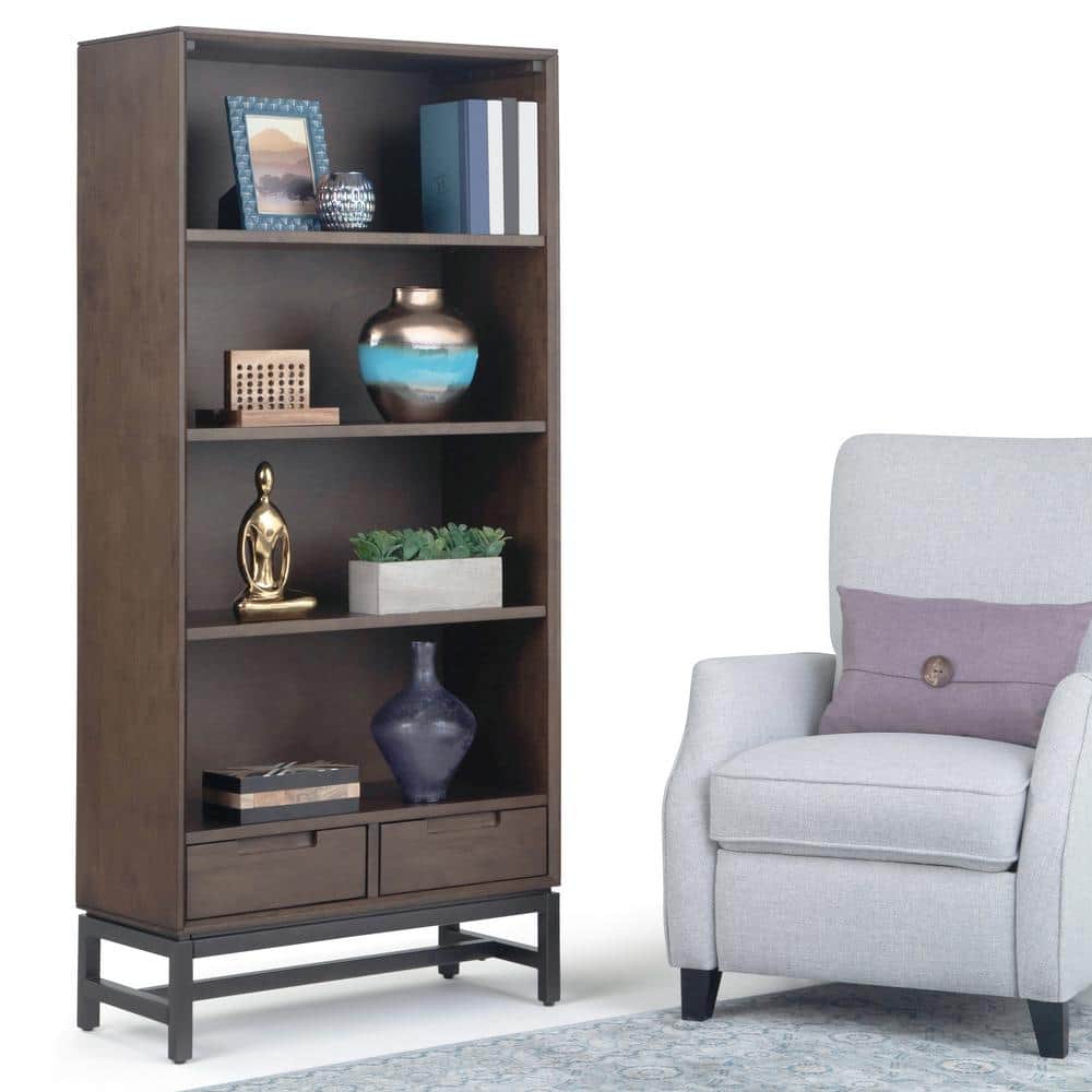 Banting Mid-Century Modern Walnut Brown Bookcase with Adjustable Shelves