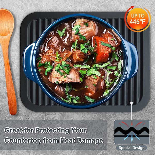 Anqtovp 9 x 12 in. Food Grade Silicone Black Non-Slip Heat