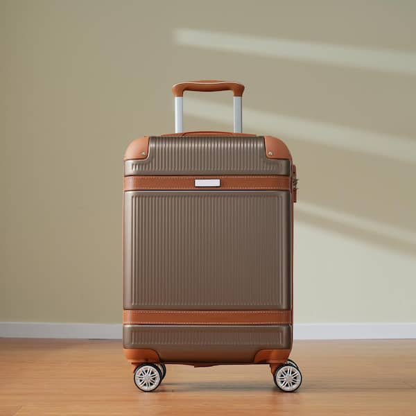 Unbranded 3-Piece Brown Luggage Sets, Lightweight ABS Hardside Travel Luggage Set Suitcase Set with TSA Lock and Travel Bag