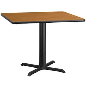 42 in. Square Black and Natural Laminate Table Top with 33 in. x 33 in. Table Height Base