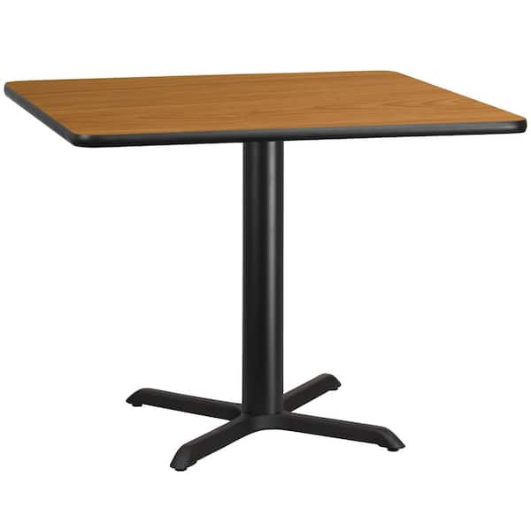 Flash Furniture 42 in. Square Black and Natural Laminate Table Top with 33 in. x 33 in. Table Height Base