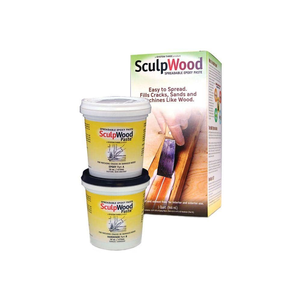 System Three 1 Qt Sculpwood Paste Two Part Epoxy Paste Kit With 16 Oz Resin 16 Oz Hardener 8977