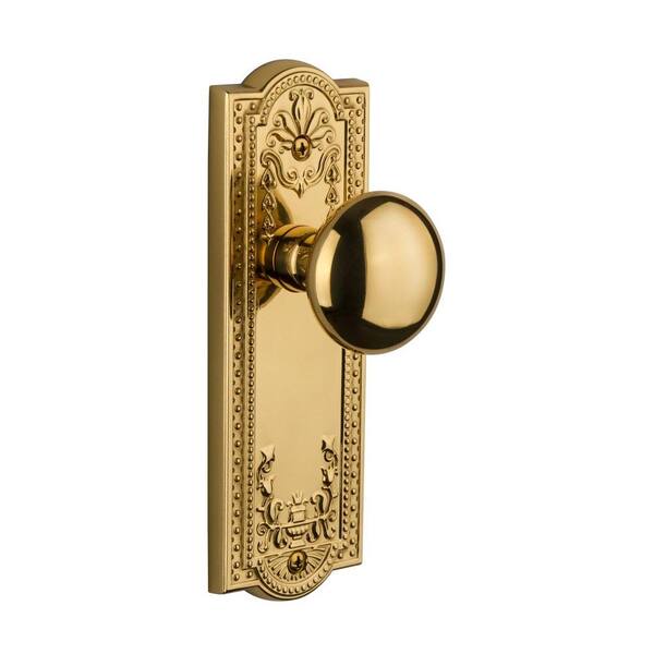 Grandeur Parthenon Polished Brass Plate with Dummy Fifth Avenue Knob
