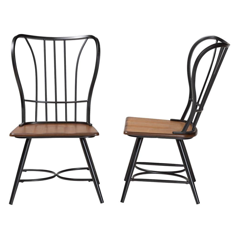 Longford Black Metal and Wood Dining Chair Set