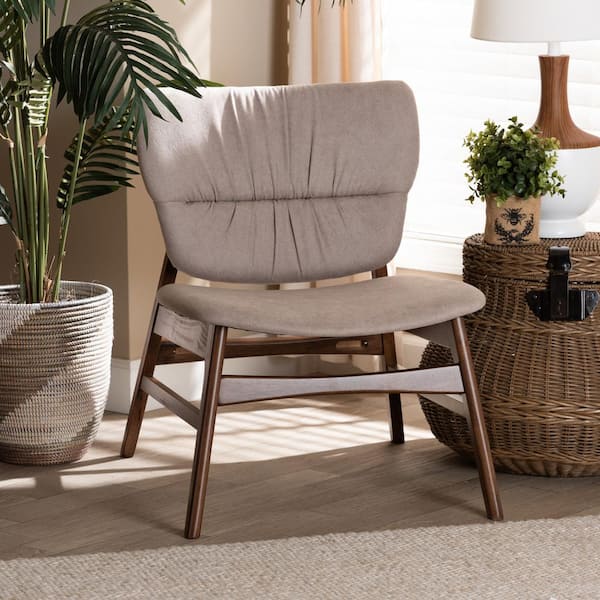 Baxton Studio Benito Beige and Walnut Brown Accent Chair 191 11710