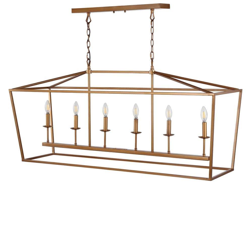 Pagoda 49" Antique Gold Lantern LED Pendant with Adjustable Chain