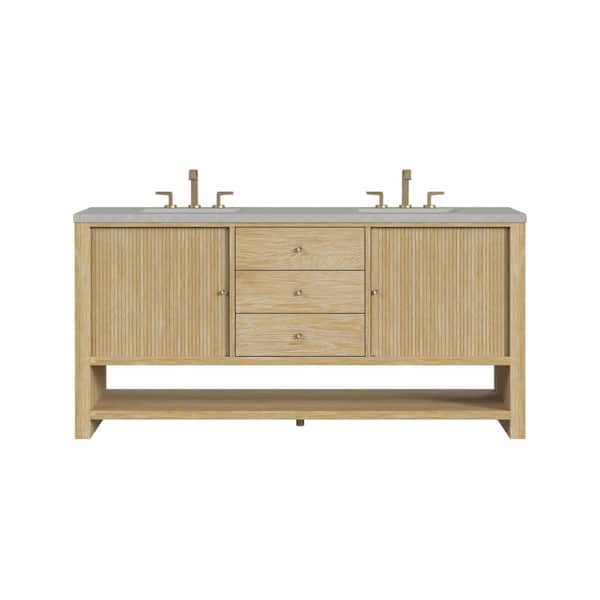 James Martin Vanities Marigot 72.0 in. W x 23.5 in. D x 36 in. H Double Bathroom Vanity in Sunwashed Oak with Eternal Serena Quartz Top