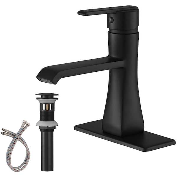 BWE Single Hole Single-Handle Bathroom Faucet in Matte Black