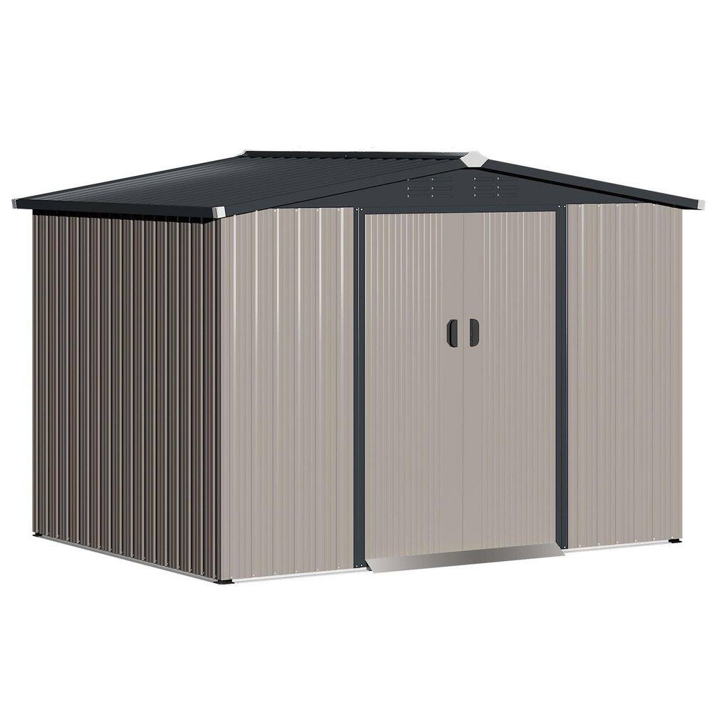 Brown 6 ft. W x 8 ft. D Metal Shed, Outdoor Storage Cabinet with 2-Sliding Door (48 sq. ft. ) price history on PriceWatchPro