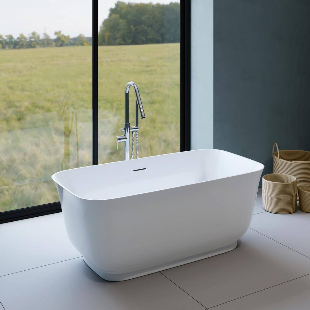 Mina 59.1'' White Acrylic Freestanding Soaking Bathtub