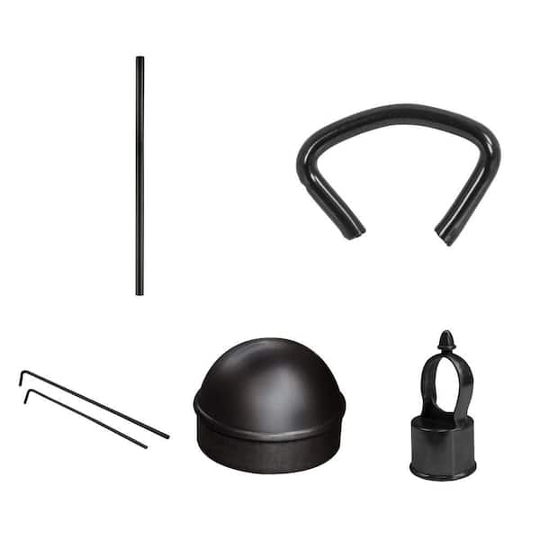 1-3/8 in. x 10 ft. Top Rail, Hog Rings (140-Pieces), 6-1/2 in. Tie Hooks (100-Pieces), and Post Caps Combo