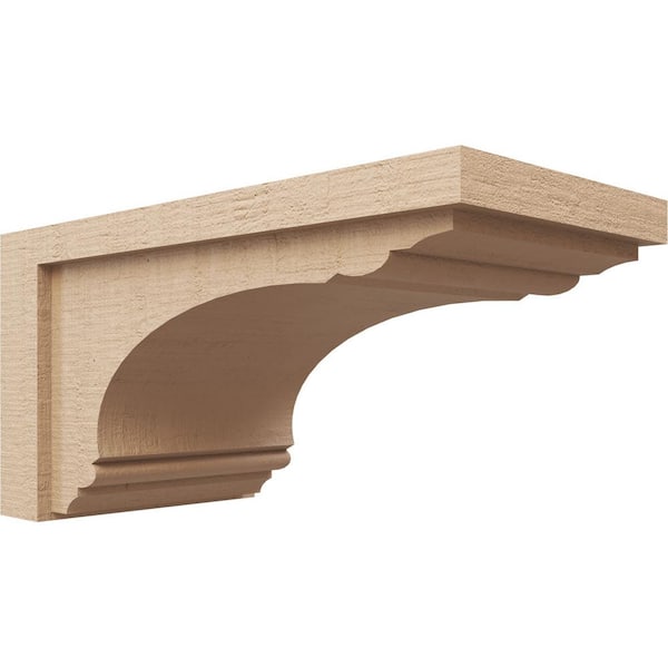 Ekena Millwork 9 in. x 9 in. x 18 in. Wide Warren Rough Cedar Woodgrain TimberThane Corbel, Primed Tan