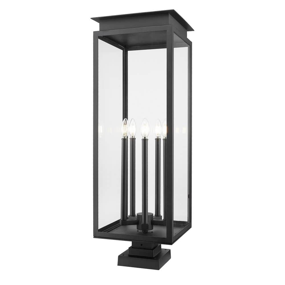 Nova 36.75 in. 5 Light Black Aluminum Hardwired Outdoor Weather Resistant P
