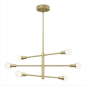 Aristo 6-Light Dimmable 5 CCT Integrated LED Gold Modern Chandelier Light Fixture for Dining Room or Kitchen