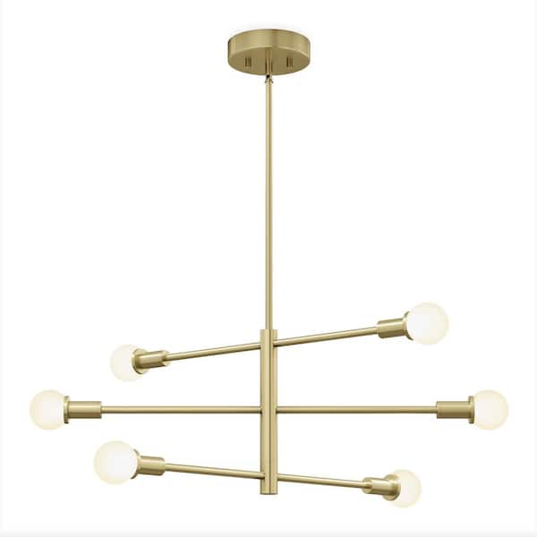 Artika Aristo 6-Light Dimmable 5 CCT Integrated LED Gold Modern Chandelier Light Fixture for Dining Room or Kitchen