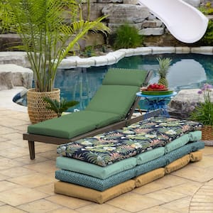 21 in. x 72 in. Outdoor Chaise Lounge Cushion in Moss Green Leala