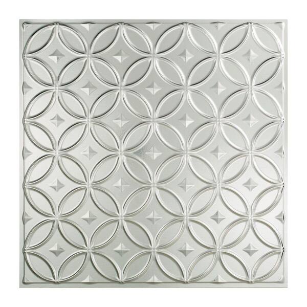 Fasade Rings 2 ft. x 2 ft. Vinyl Lay-In Ceiling Tile in Brushed Aluminum