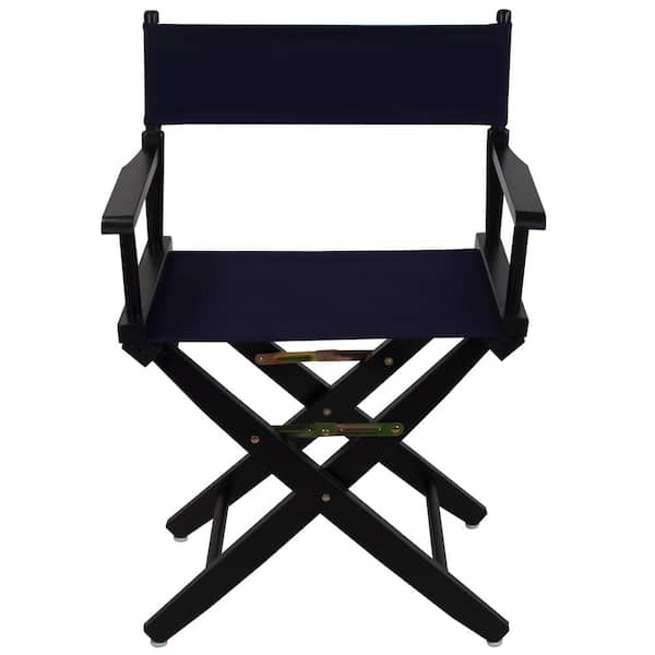 American Trails 18 in. Extra-Wide Black Wood Frame/Navy Canvas Seat Folding Directors Chair