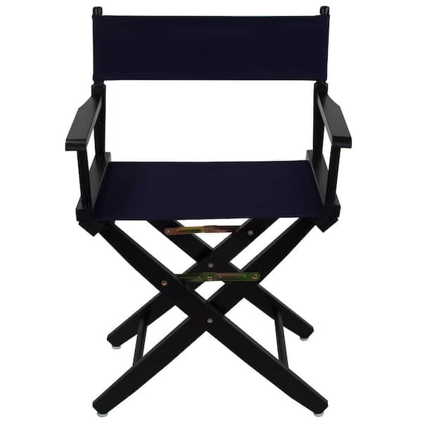 American Trails 18 in. Seat Height Extra-Wide Black Frame/Navy Canvas New, Solid Wood Folding Chair, Set of 1