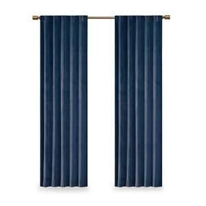 Garett Navy 37 in. W x 95 in. L 2-Piece Room Darkening Rod Pocket/Back Tab Window Panel Pair