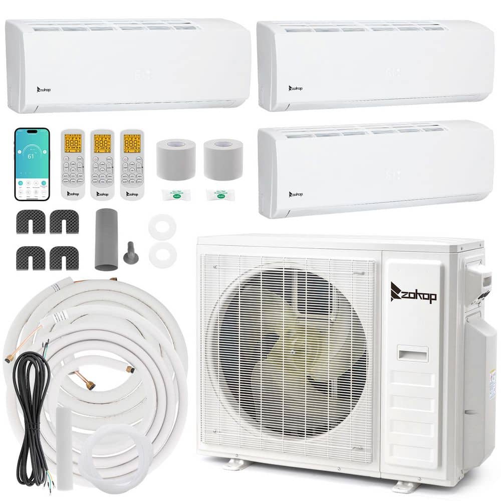 19 SEER2 36,000 BTU 3-Ton 3-Zone WiFi Ductless Mini Split Air Conditioner with Heat Pump 9K Plus 9K Plus 18K price history on PriceWatchPro