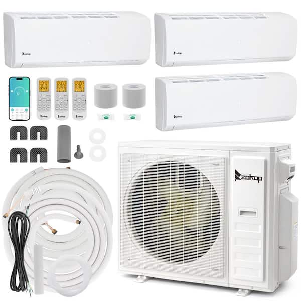 19 SEER2 36,000 BTU 3-Ton 3-Zone WiFi Ductless Mini Split Air Conditioner with Heat Pump 9K Plus 9K Plus 18K