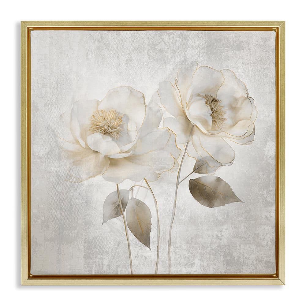 Contemporary Muted Blossoms by Irene Weisz Gold Floater Frame Nature Graphic Art Print 18 in. x 18 in. price history on PriceWatchPro